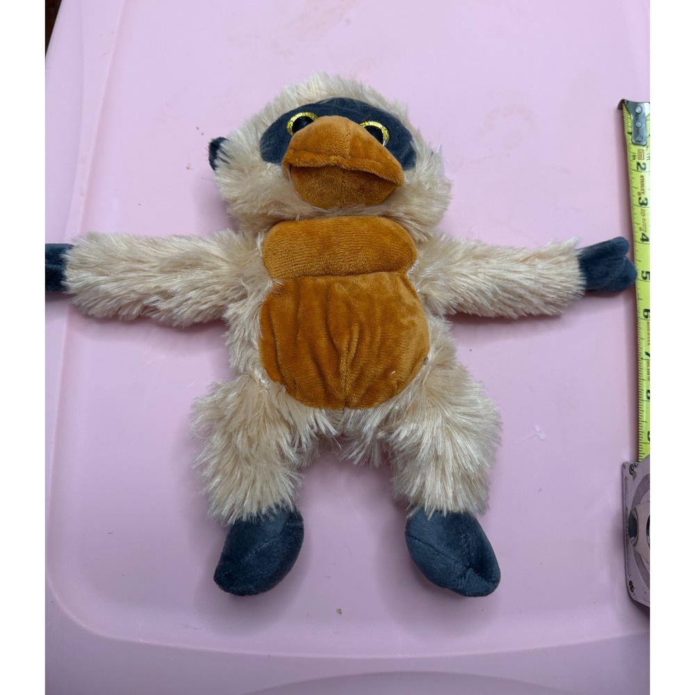 Goffa Tan Brown Monkey Plush Stuffed Animal‎ Gold Glitter Eyes 9 Inch NWT